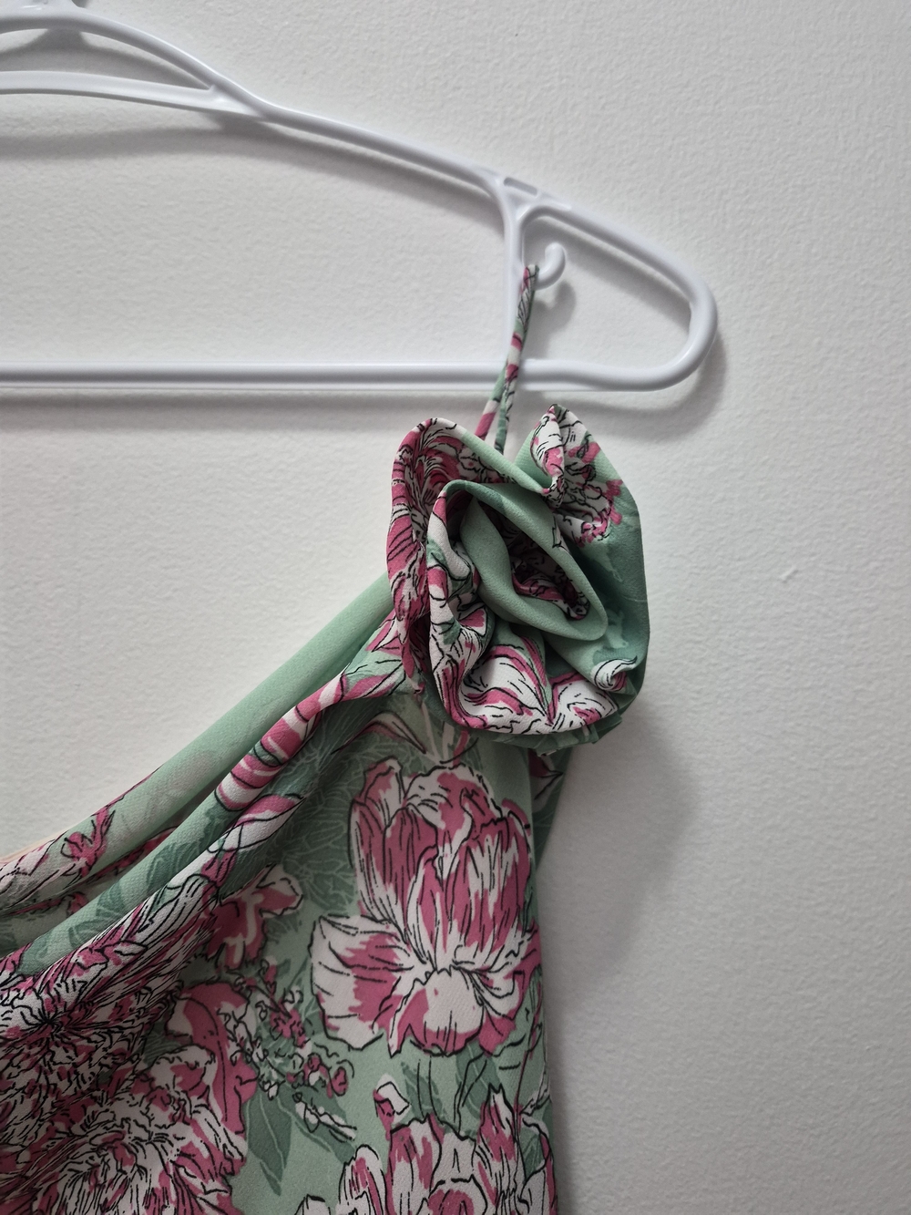 Floral Slip Midi Dress With Open Back in Sage and Pink - Picture 6 of 9